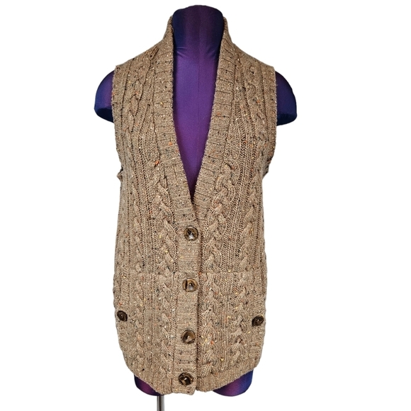 Vintage 50s Peck & Peck‎ Tan Flecked Cable Knit Sweater Vest Size Medium V20 - Picture 8 of 8